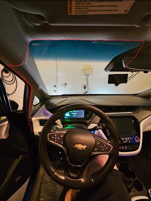 Image of cable route along windshield